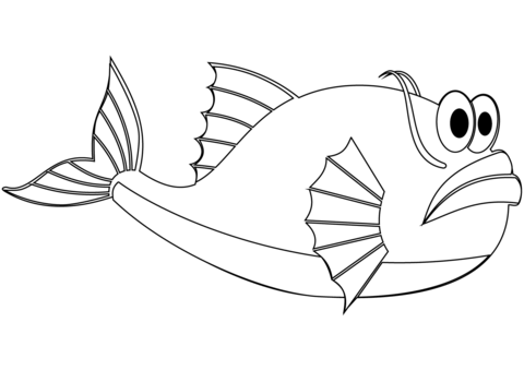 Cartoon Deep Sea Fish Coloring Page